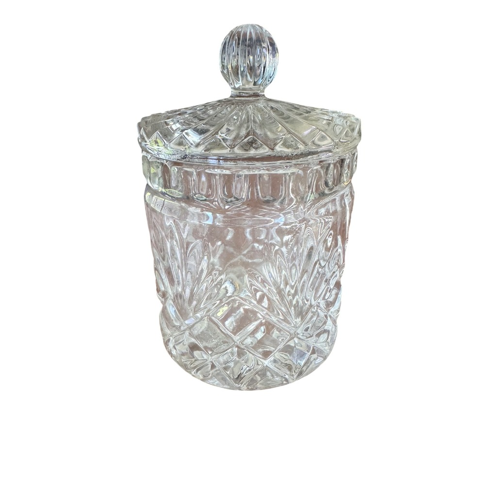 Vintage Essex Clear Cut Crystal Glass Apothecary Jar Candy Biscuit